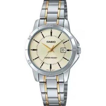 Reloj Casio Acero Detalle Dorado Esfera Arena Ltp-V004Sg-9Audf