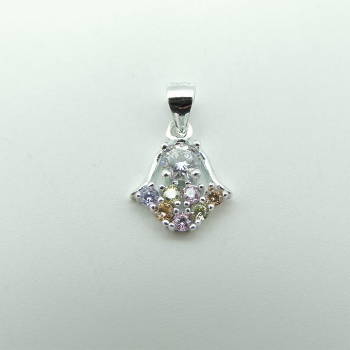 Dije Circonias Colores Y Cristal Plata 925
